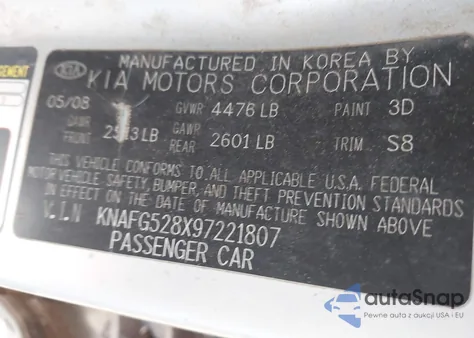 2009 Kia Rondo Lx from USA, damaged, VIN KNAFG528X97221807